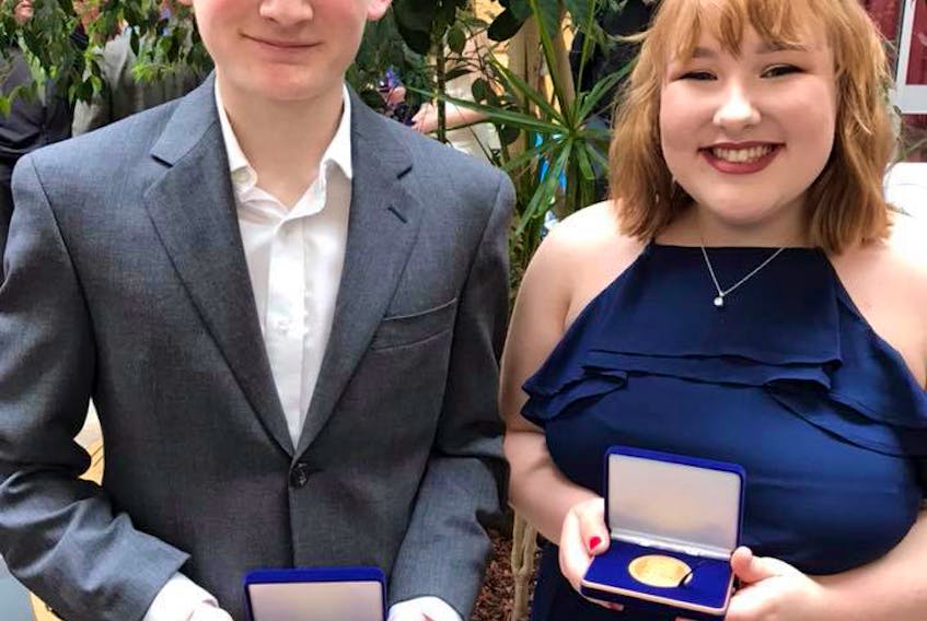 North Nova Education Centre students Mark Atwood and Julia Brown were recognized recently in receiving the Lieutenant Governor’s Education Medal.