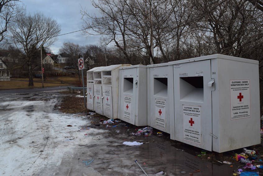 The Red Cross bins in downtown Trenton recently received a cleanup.
