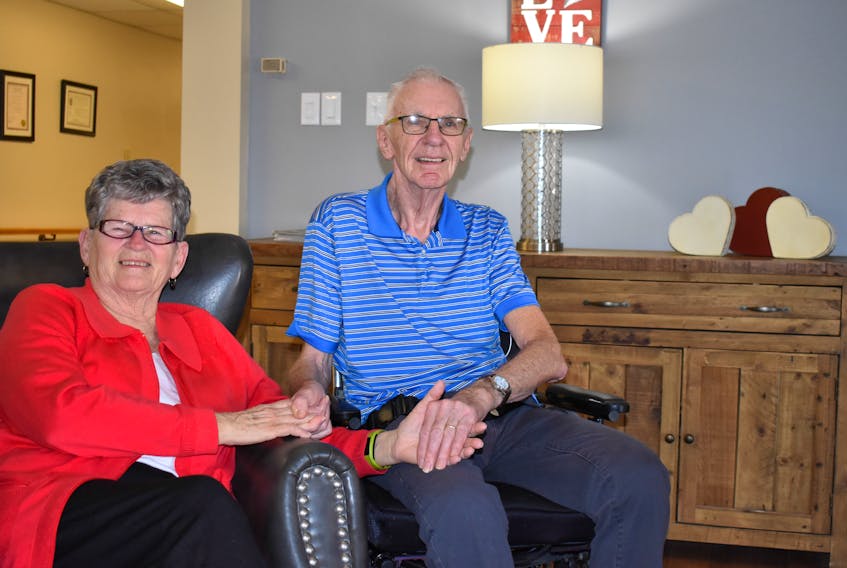 Joyce and Keith Battist will spend Valentine’s Day together today at Glen Haven Manor where there is a special dinner for couples with either one or both living there.