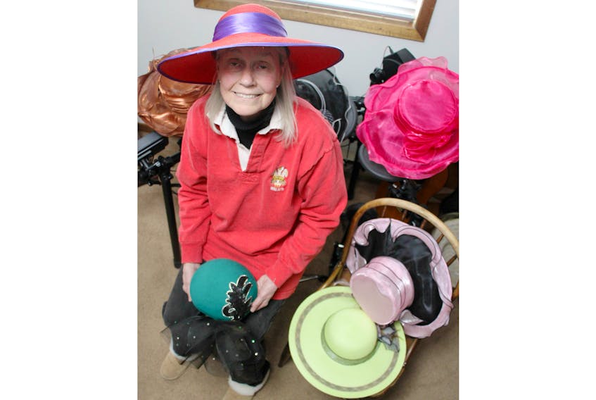Sandy Guadagni sits with a small portion of the hats in her collection. She will be picking out a favourite for her Hats On! event at 135 Provost St., New Glasgow, where people can drop by throughout Saturday, starting at 8 a.m., and watch the Royal wedding of Prince Harry and Meghan Markle. Guadagni will be bringing some of her hats to the event so others can watch the wedding in style.