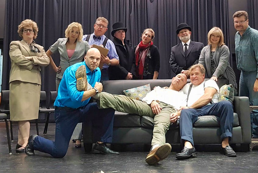 RFM Productions will be performing Cash on Delivery Nov. 24 and Nov. 25 at Northumberland Regional High School in Alma. In back from left are: Dawn Peters, Kristina MacDonald, Randy Gilby, Norm Ferguson, Sally O’Neill, Rick Shaver, Tammy Kontuk and Roger Plamondon. In front are: Chris Boulter, Andrew Douglas and John Jennings.
