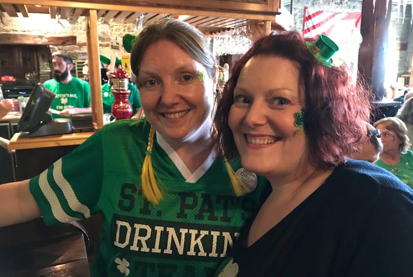Paula Bryan with her sister Tracy Roy at The Dock in New Glasgow on March 17.