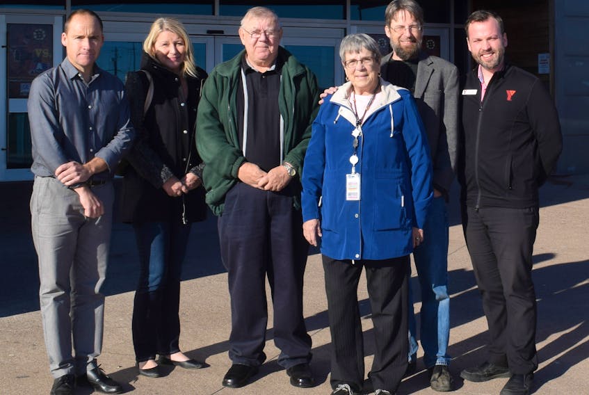 The YMCA of Pictou County and Pictou County Wellness Centre will now be offering free access to the facility and services for people who have loved ones in palliative care. Pictured from left are Wellness Centre general manager Dave Hood, Kim Bos, Gerald Muir, Phyllis Hermillon, Ian Bos and YMCA CEO Jim Pomeroy.
