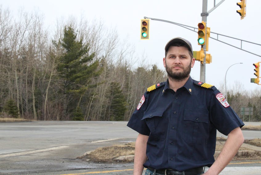 Abercrombie Fire Chief Luke Comeau wants to see a change in the intersection of Abercrombie Road and Trenton Connector that will make it safer for motorists. Since 1999, Abercrombie firefighters have responded to 25 collisions at this intersection.