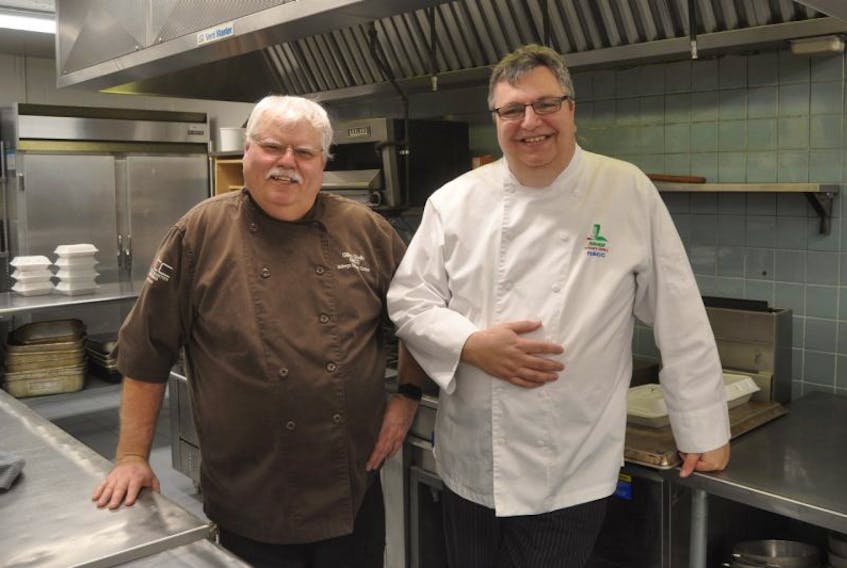 Chef Gilles Godin and student Kevin Cameron.