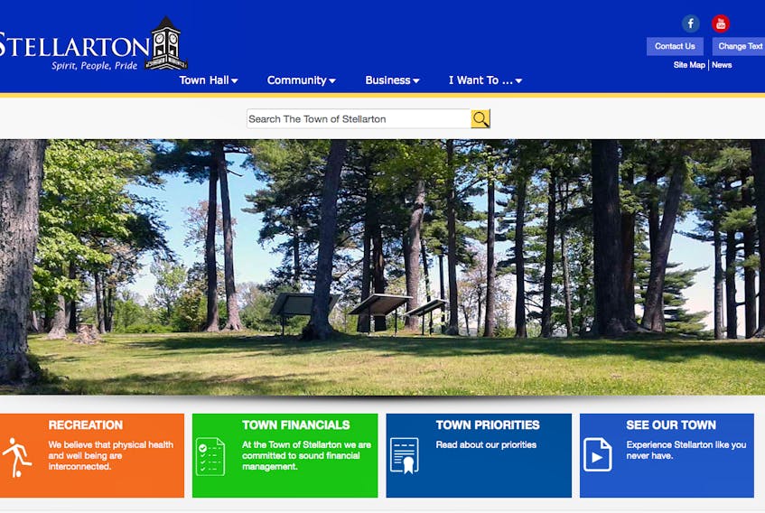 This screenshot shows the Town of Stellarton’s new website. It was designed to provide residents a transparent look at the inner workings of the municipality.