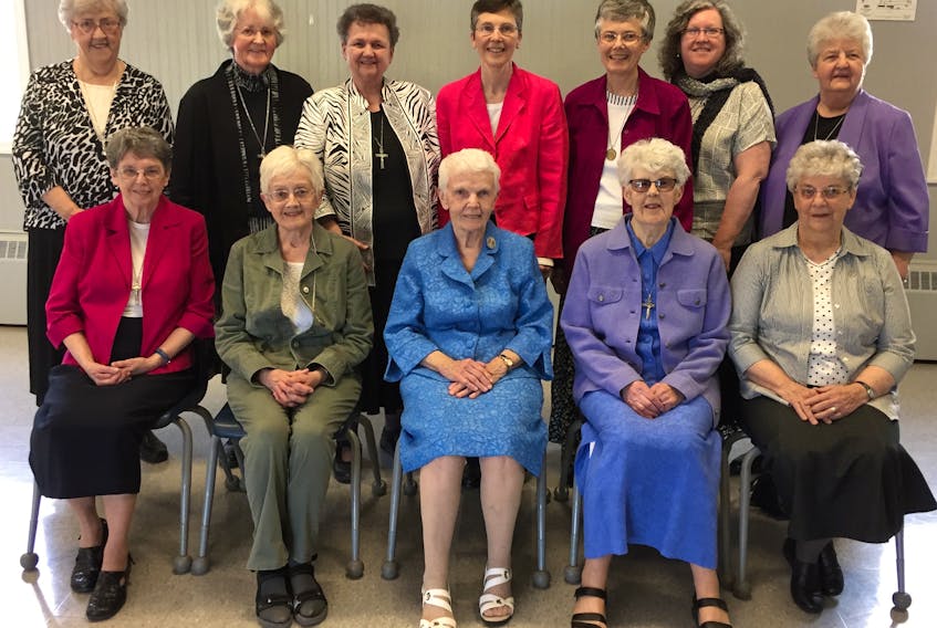 Sister of St. Martha ended its presence in Pictou County with a celebration of the work it has done as well as honouring the people who have worked here. From front left are: Sister Sandra Cooke, Sister Marion Sheridan, Sister Mary McMahon, Sister Marie Smith and Sister Claudette Gallant. Back, from left: Sister Claire MacNeil, Sister Mary MacFarlane, Sister Brendalee Boisvert, Sister Florance Kennedy, Sister Donna Brady, Sister Joanne O’Regan and Sister Stella Chafe.