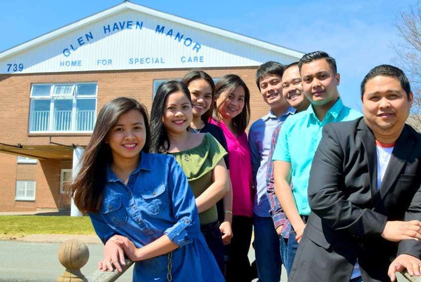 The Filipino staff at Glen Haven Manor say they have been greatly supported and welcomed by their employer, colleagues, residents and the community and that they are appreciative of opportunities to contribute while also learning about the Canadian health care system and studying to expand their Canadian credentials. Pictured clockwise are Maricar Antolin, Arianne Lagumbay, Patrice Adolfo, Theresa Garces, Dexter Garces, Arlie Adolfo, Noel Lagumbay and Aran Gallur.