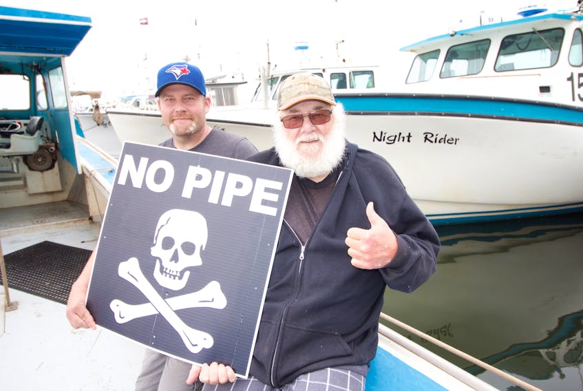 Mike Noel, 37, and his father Wayne, 70, will be one of many fishermen taking part a #NoPipe Land and Sea Rally Friday in Pictou. The Noels say fishermen don’t trust that their fishery won’t be harmed by Northern Pulp’s plans to pump effluent into the Northumberland Strait. In their opinion, no guarantees mean no pipe.