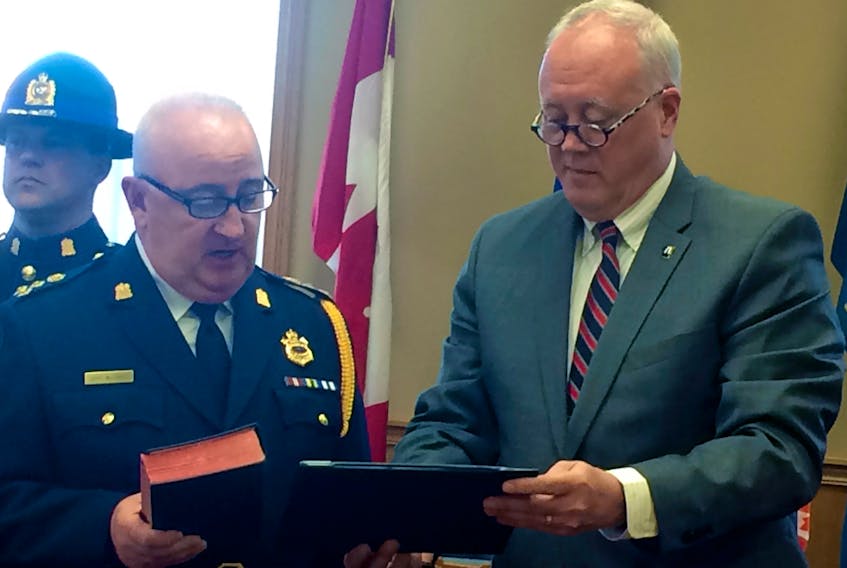 Police Chief Eric MacNeil was officially sworn in on Monday night.