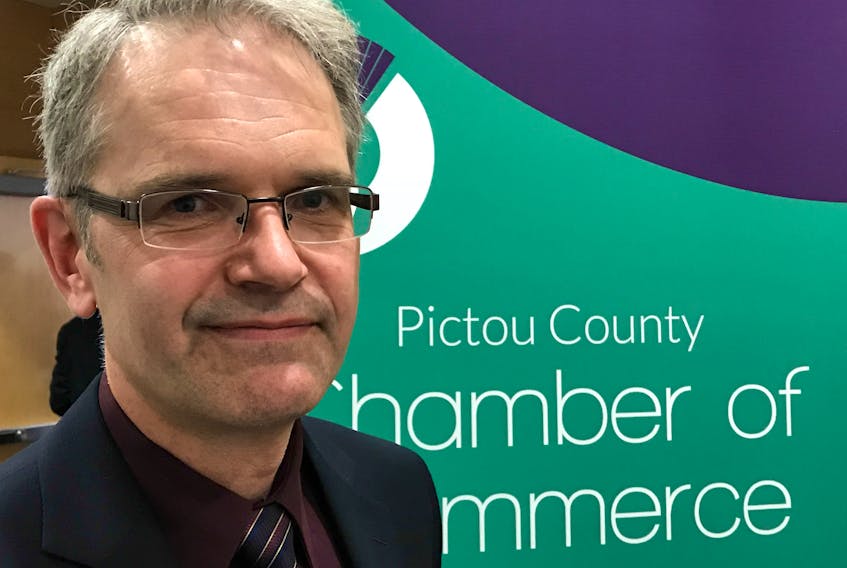 Andy Horsnell is pictured after his speech to the Pictou County Chamber of Commerce at the Pictou County Wellness Centre on Thursday.
