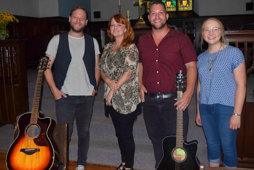 A songwriters circle was held Saturday as part of the New Glasgow Riverfront Jubilee. From left are: Ryan MacDonald, Carmen Townsend, Steven Auld and Karol Brown.