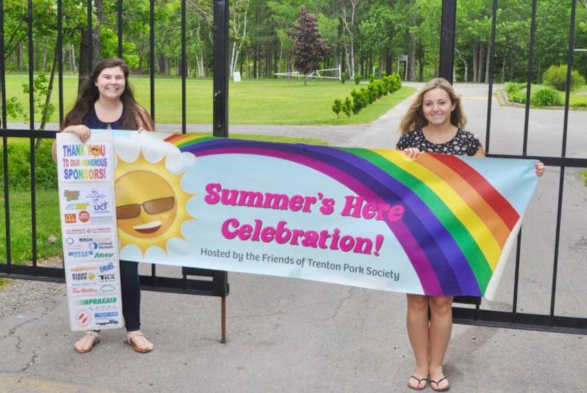 Kelcey LeBlanc, day camp operator, and Hilary MacInnis, special events co-ordinator, for Trenton recreation department are looking forward to this weekend’s Summer’s Here Celebration at Trenton Park.