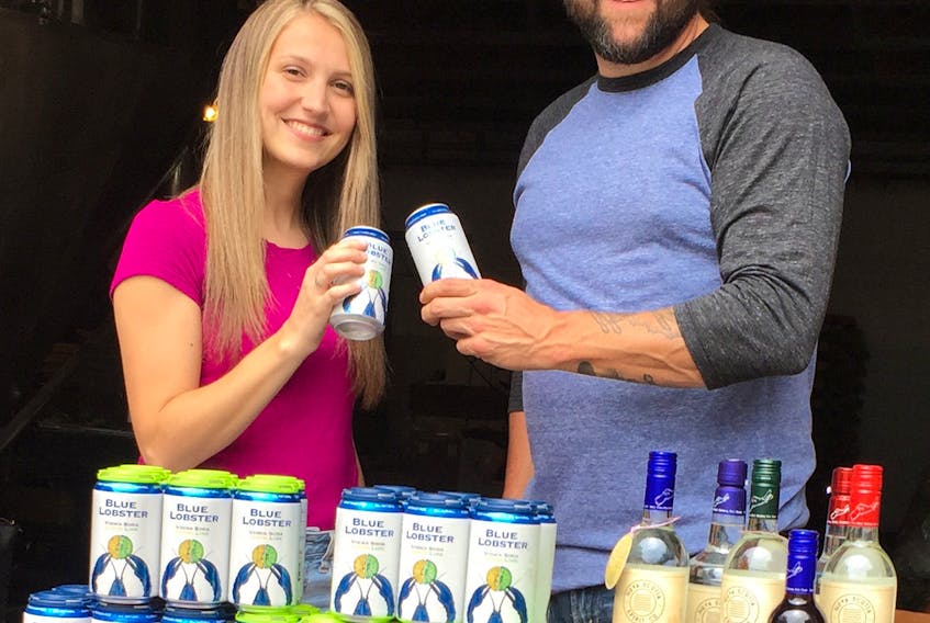 Lauren MacIsaac and Scott DeCoste of Nova Scotia Spirit Co. were busy selling Blue Lobster Vodka Sodas from Nova Scotia Spirit Co. pop up location recently in Stellarton. The new drink is proving to be so popular that the Pictou County company is finding it difficult to keep in stock at the NSLC.
