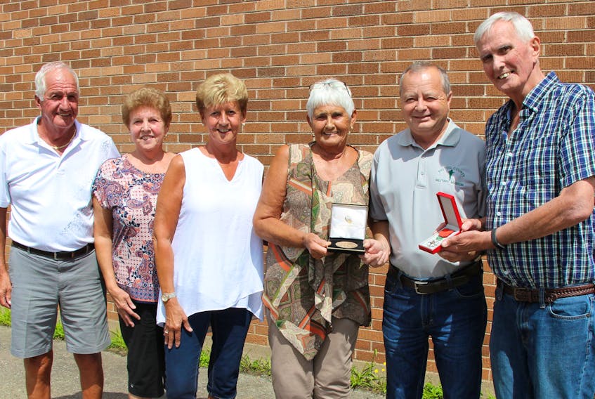 Gordon MacDougall’s family recently donated his medals and other pieces of history associated with the time he served in the First Special Services to the Pictou County Military Museum. From left, Stephen MacDougall, Linda MacDougall, Toby MacDonald, Susan Hayman, museum curator David Avery and Allan MacDougall.