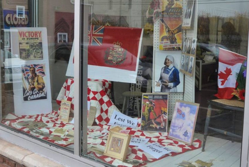 Remembrance Day display at Palmer Photo and Framing, Provost Street, New Glasgow.