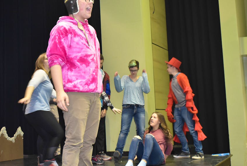 Sam Vasallo sings during a rehearsal for The Little Mermaid by North Nova Education Centre student.