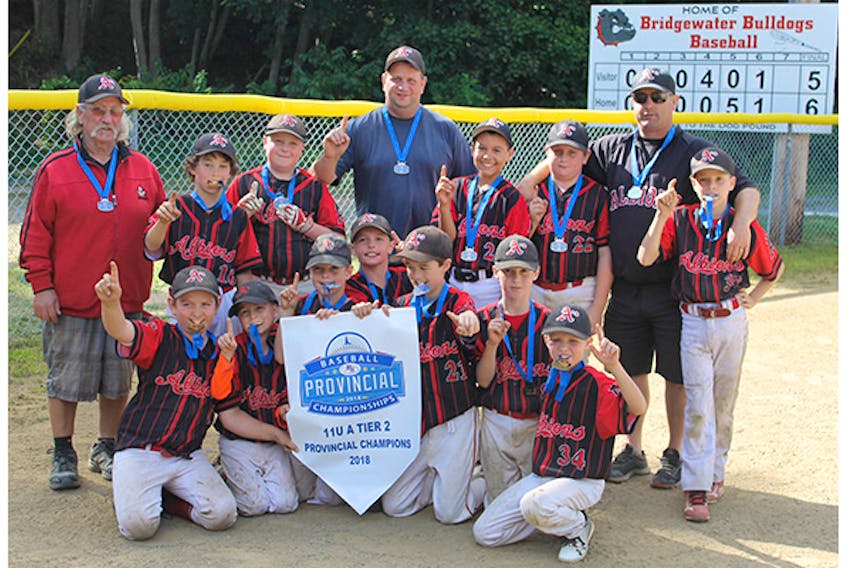 The Stellarton Albions U11 baseball squad defeated the host Bridgewater Bulldogs in a walkoff to capture the provincial title on Sept. 9.