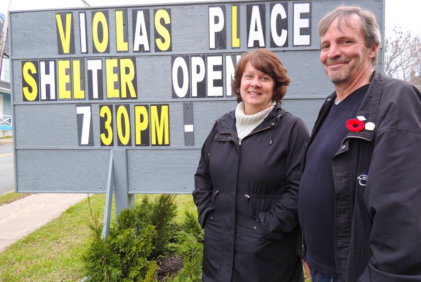 With warm beds and a freezer full of food, Viola’s Place Society board members Tammy MacLaren and Mark Firth are happy to show the shelter is open.