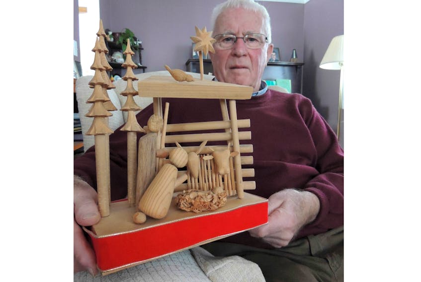 A dedicated runner for many years, Fergie MacKay now enjoys the creative challenge of wood carving and has a collection of nativity scenes and more whimsical Christmas art.