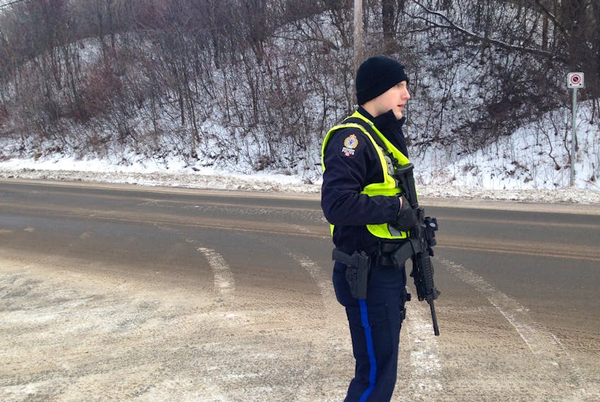 New Glasgow Police Department arrived in force to assist the RCMP on the morning of Jan 3.