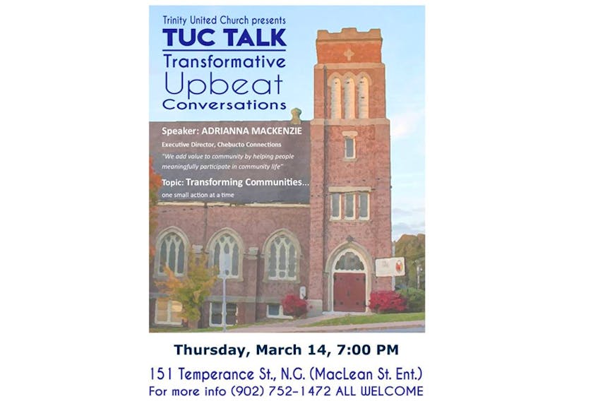 2019 TUC Talks kick-off Thursday March 14 at Trinity United Church