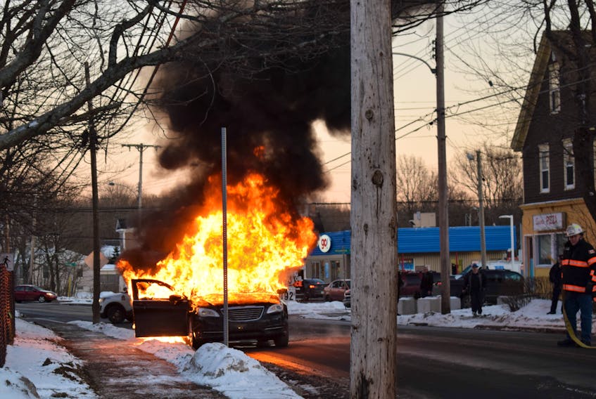 The New Glasgow Fire Department responded to a car fire on Marsh Street in the Town on Wednesday afternoon.