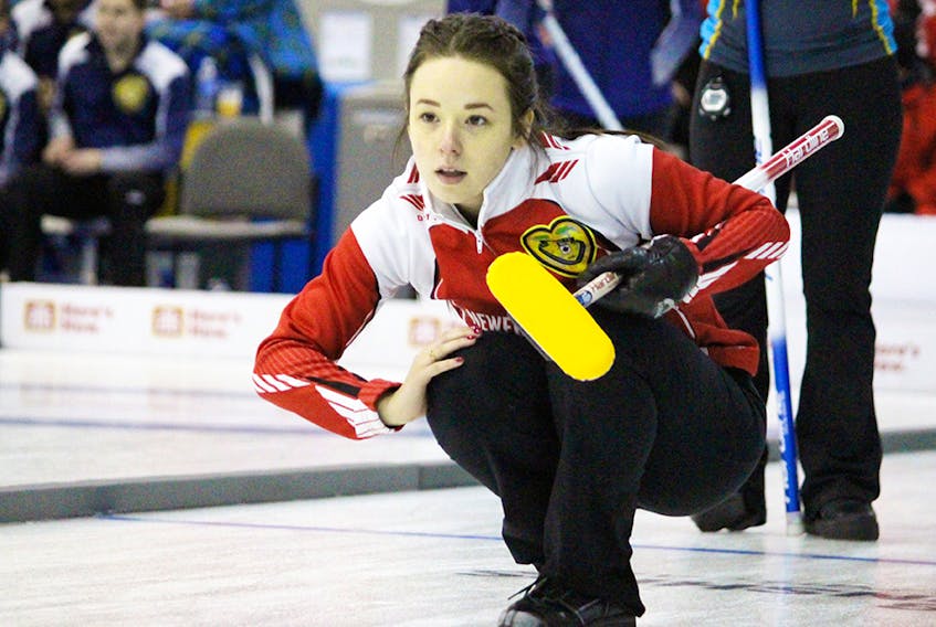 They got them to the rink on time. Skip Katie Follett and her Newfoundland and Labrador rink were on the ice for their first two games at the Canadian U18 curling championships Tuesday in Sherwood Park, Alta., which was a story in itself. — Curling Canada/Brian Chick