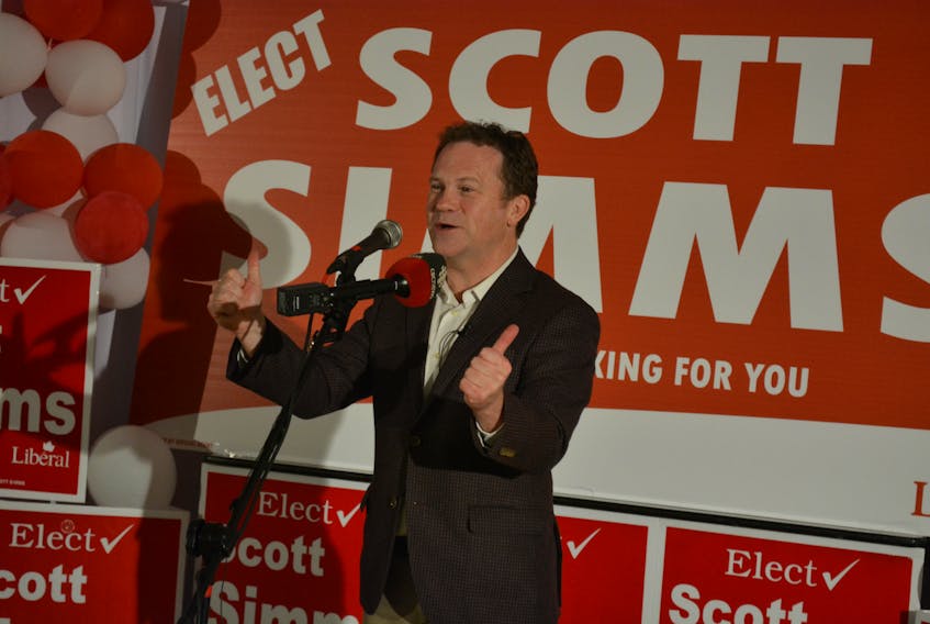 Moments after being declared the winner of the federal election for the riding of Coast of Bays-Central-Notre Dame, Liberal incumbent Scott Simms addressed his supporters.