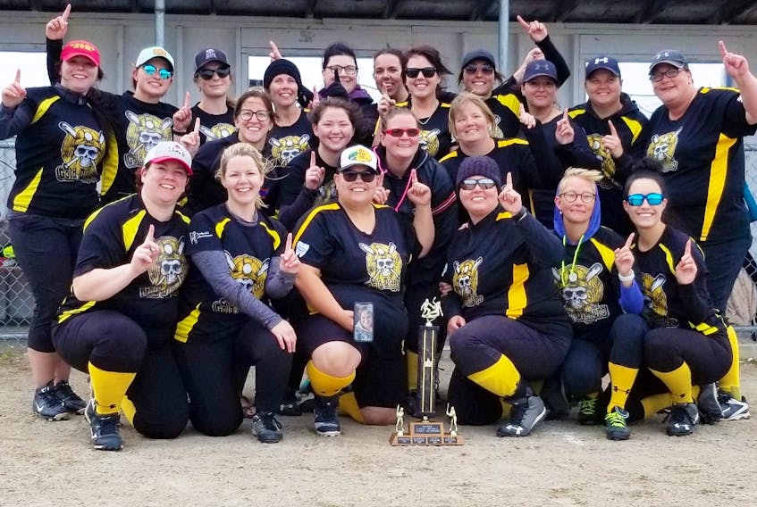 The Golddiggers finished their season as the 2019 champions of the Gander Ladies Softball League. The team includes, back row, from left, Chelsea Lewis, Carly Johnston, Jayna Clarke, Christina Keats, Jami-Lee West, Alisha Barnes, Robin-Lee Bursey, Amy Wells, Bonnie Knight, Madonna Budgell, and Carla Skinner; middle row, from left, Jaime Evans, Madison Healey, Jennifer Hicks, and Tracie Edison; and front row, from left, Wanda Batten, Sarah Burt, Jade Winsor, Dawn Payne, Amy Jenkins, and Myah Janes. Missing are Tash Quinlan, Jennifer Bartlett, and Whitney White.