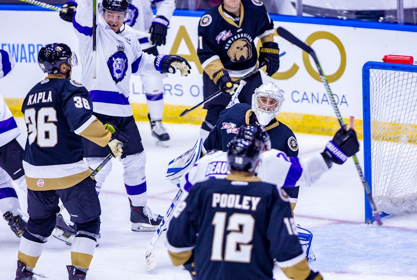 What started as a great night for the defending ECHL champion Newfoundland Growlers ended in the disappointment of a 6-5 loss to the Reading Royals. — Newfoundland Growlers photo/Jeff Parsons