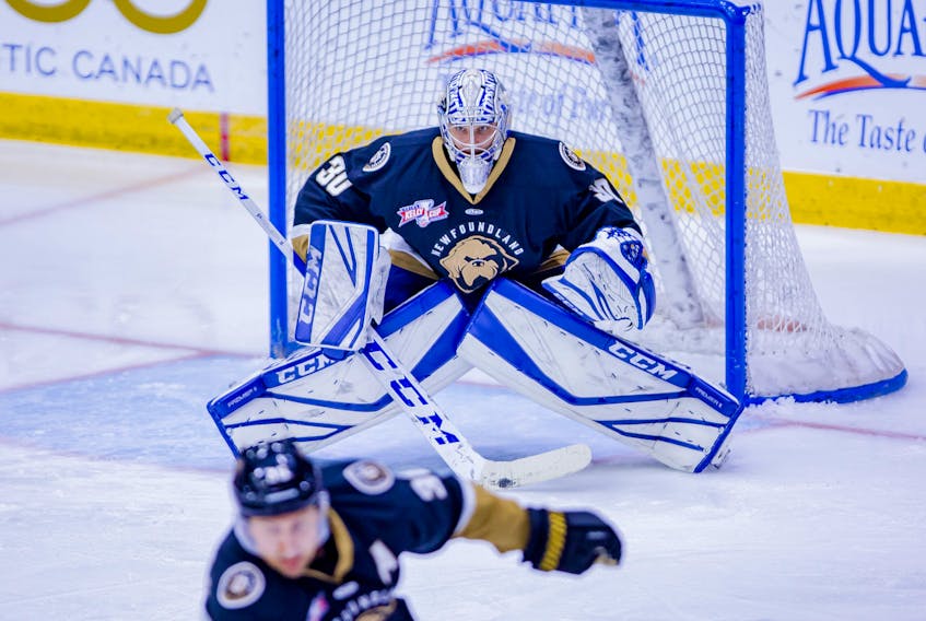 Goaltender Maksim Zhukov had things well-covered for the Newfoundland Growlers Saturday night. — Jeff Parsons/Newfoundland Growlers