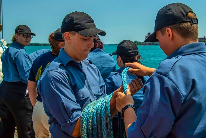 Rope work was one of the skills chief petty officer 2nd class Rex Combdon learned during his experience at sea cadet summer camp this year.
