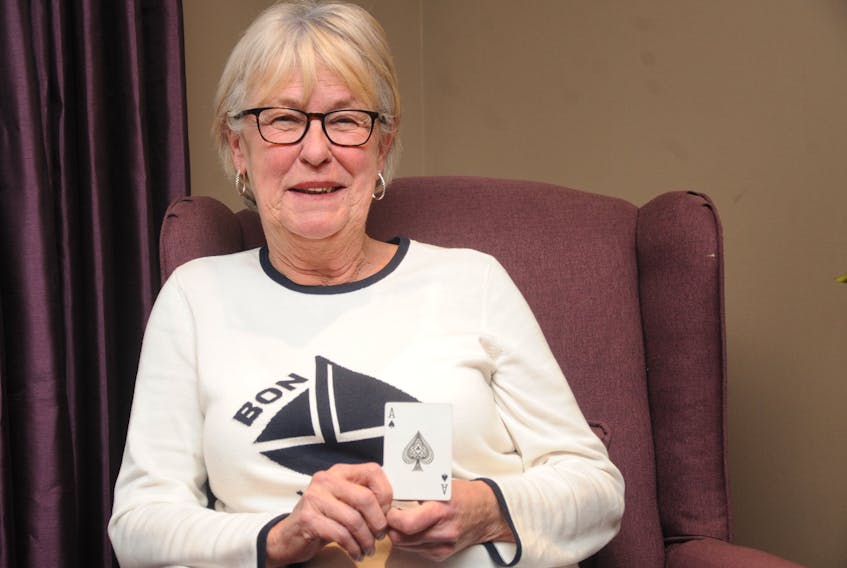 Shelly Hamlyn drew the lucky ace of spades from a deck of just five cards, winning $39,517 in the process. STEPHEN ROBERTS/THE WESTERN STAR
