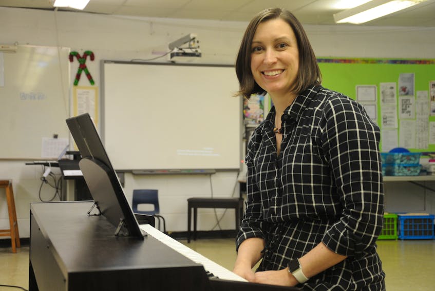 Jennifer Stratton-Renouf, pictured in her music class at JJ Curling Elementary, will be the new director for Gros Morne Summer Music's annual choral concert being held Friday. STEPHEN ROBERTS/THE WESTERN STAR