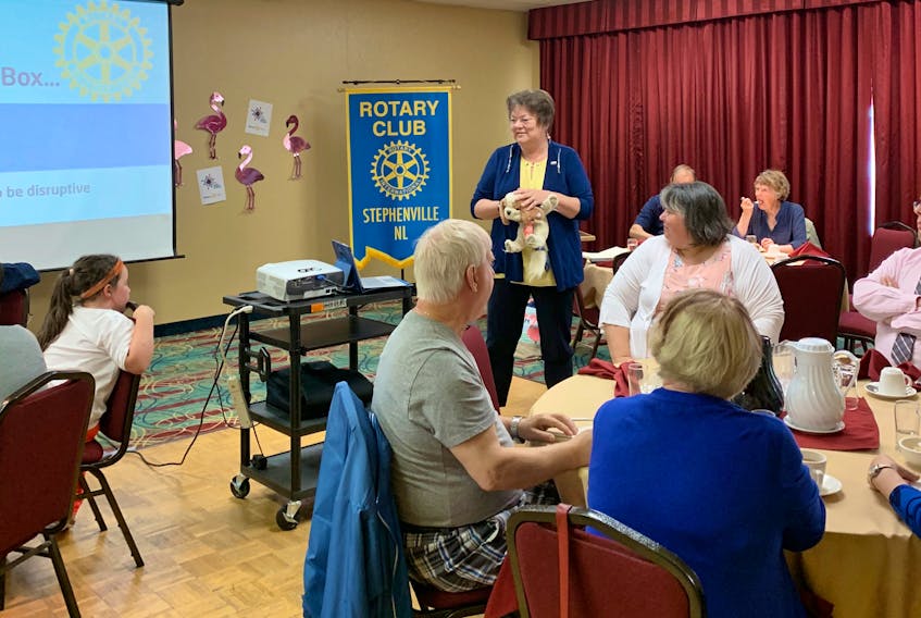 Louisa Horne, Rotary District Governor, is seen giving a motivational presentation to Rotarians and others at Days Inn in Stephenville last Wednesday. SUBMITTED PHOTO
