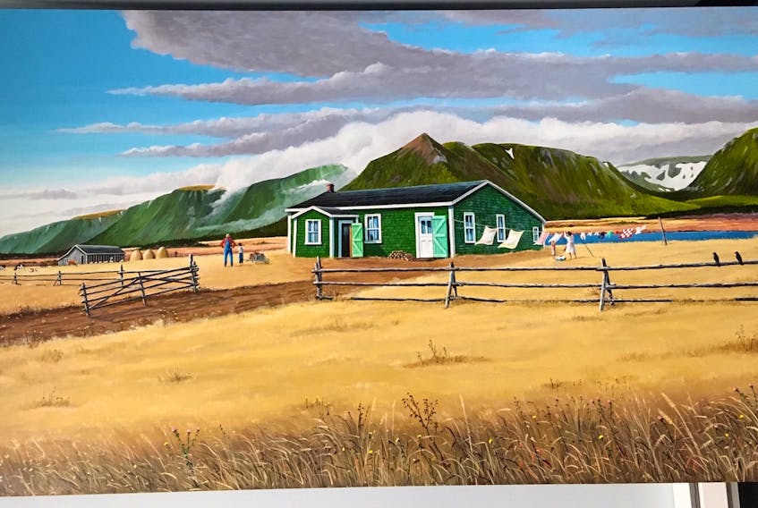 This painting, by local artist Aubrey Wells, illustrates Lauchie MacDougall’s home in the Wreckhouse. JOAN CHAISSON PHOTO