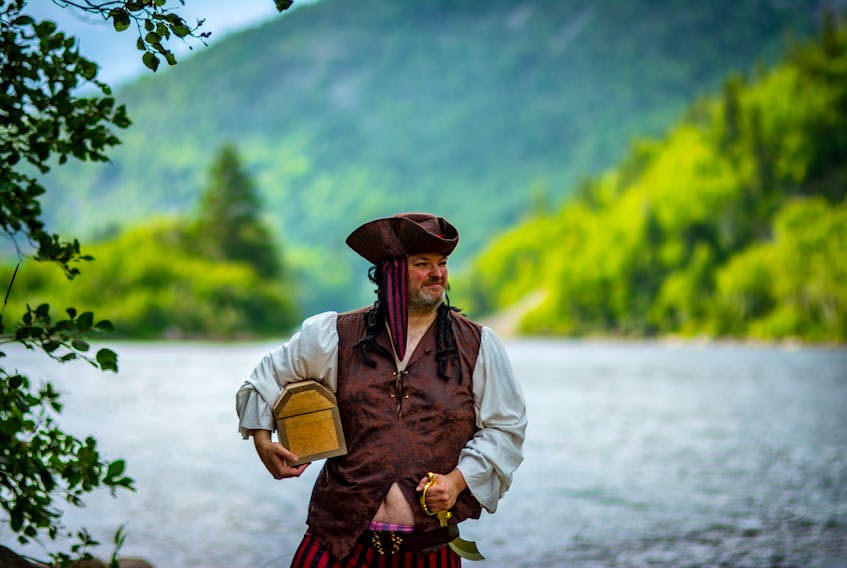 Mark Bennett played the pirate in a video promotion for the new 50/50 community lottery the Newfoundland and Labrador Laubach Literacy Council and the Family Outreach Resource Centre are partnering on in Corner Brook. CONTRIBUTED BY DENNIS COLOURNE