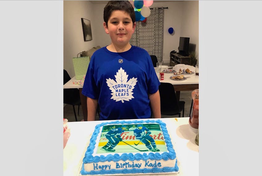 No one came to Kade Foster's 11th birthday party, but the Corner Brook boy has received tens of thousands of well wishes via social media since, including a promise of something special from his favourite hockey team, the Toronto Maple Leafs. - Photo via Jason Foster on Twitter (@NFWildlife)