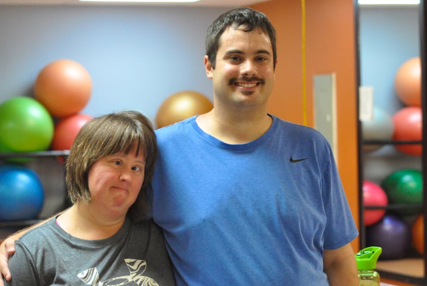 Longtime friends Nikki King, left, and Philip Beales got together to train at the YMCA of Western NL Humber Community in Corner Brook recently. Both will be competing in snowshoeing at the 2020 Special Olympics Canada Winter Games in Thunder Bay, Ont. in February, but they’ll be on opposing teams. Beales is a member of Team Newfoundland and Labrador and King, who now lives in Grand Prairie, is a member of Team Alberta.