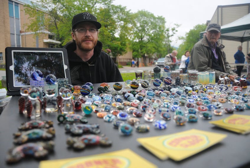 Matthew Kartechner, owner of Corner Glass handmade glass art, figures the fee vendors are now charged to set up outside Corner Brook’s city hall will keep him away from now on.
