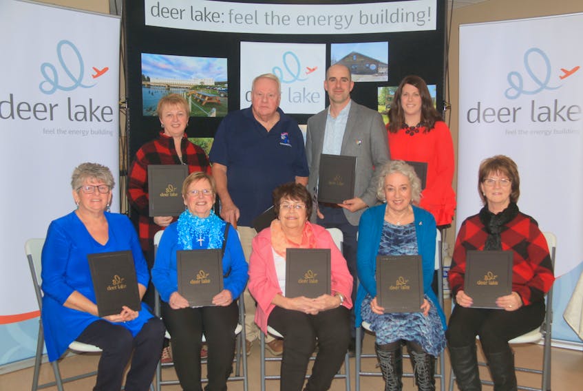 The Town of Deer Lake recently presented Pride of the Town Awards to nine members of the community. From left, are, (front) Brenda Bingle, Ivy Cassell, Sheila Mercer, Dana Burridge and Daisy Lush; (back) Karen Mangrove, James Feltham, Michael Short and Sarah Short.