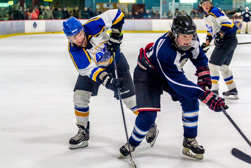 Action from the West Coast Senior Hockey League in this file photo.