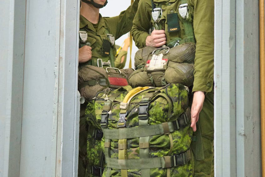 Sam Parsons of the 2904 Cambrai Royal Canadian Army Cadets in Stephenville is seen during basic parachutist training at the Trenton Cadet Training Centre in Ontario. CONTRIBUTED PHOTO BY WARRANT OFFICER SARAH PENNINGTON