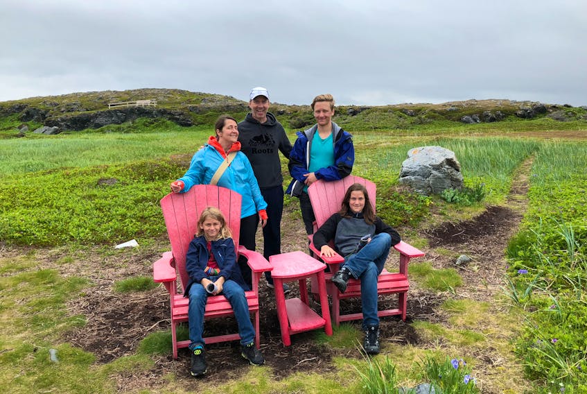 The Leonard family at L’Anse aux Meadows. Front row (left to right) are Caelin and Devlin; and back row are: Vesna and Mike Leonard with son Torrin. - Contributed
