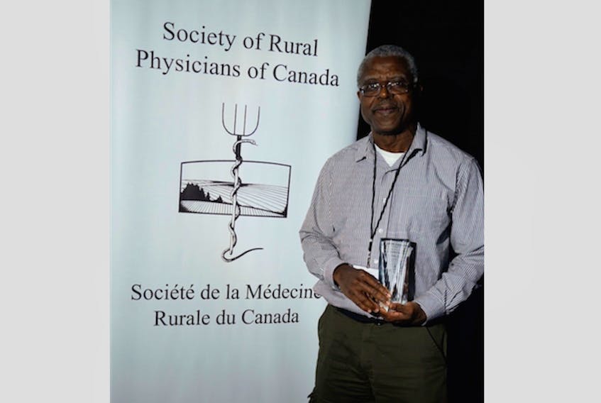 St. Anthony pathologist Dr. Kweku Dankwa received the Lifetime Membership Award from the Society of Rural Physicians at a ceremony in St. Jones this past April. - Photo courtesy of Society of Rural Physicians of Canada