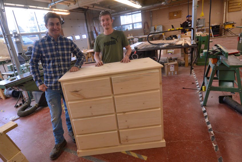 Thomas Adshade (left) and Nick George landed in the top-three for carpentry in the Nova Scotia Skills Competition.