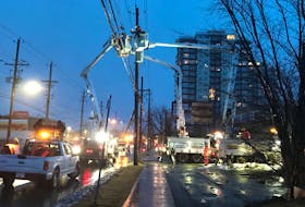 Nova Scotia Power crews worked to restore electricity to peninsular Halifax after an SUV struck a Young Street utility pole early Sunday morning - @NSPower (Twitter)