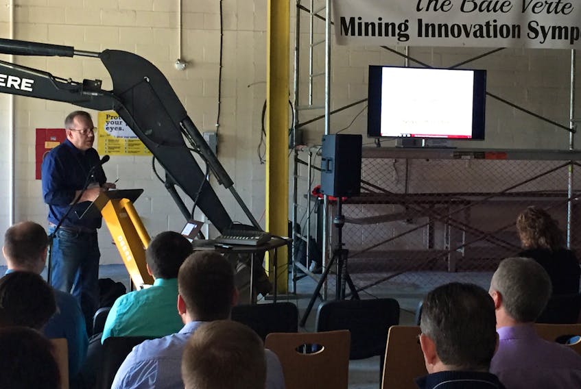 Allan Cramm, vice president of innovation and development with Anaconda, speaks at the recent Baie Verte Mining Innovation Symposium.
