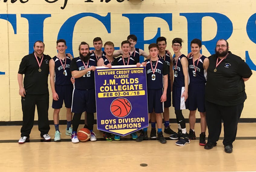 The Indian River High boys basketball team won the Venture Credit Union Classic invitational in Twillingate last weekend. Team members were, from left, Andrew Bursey (head coach), Tyler Clarke, Jonah Rowsell, Jesse James, Joshua Newman, Robbie Thomas, Thomas Wellman-Boyde, Joey Sparkes, Kyle Tuck, Joshua Northcotte, Mitchell Froude and Travis Payne (assistant coach).